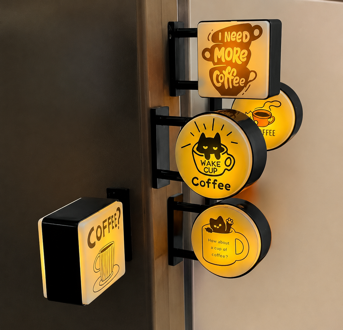 Set de 5 imanes decorativos de café, mezcla de diseños